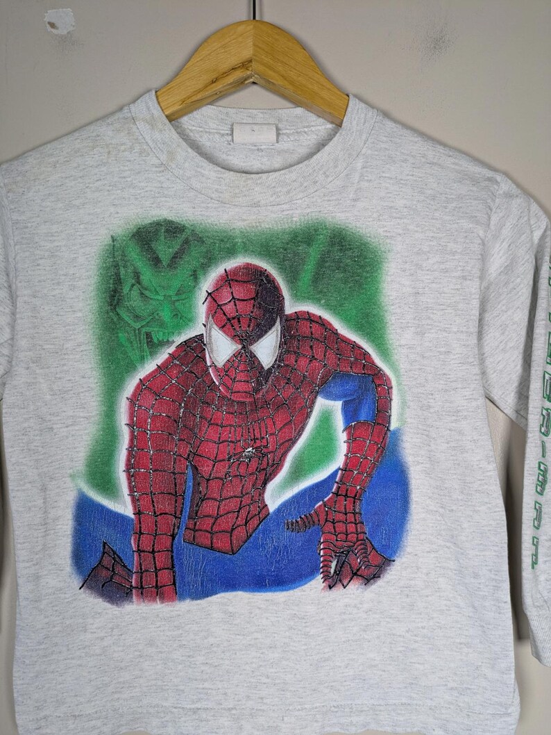 Vintage Y2K Spiderman Promotional Longsleeve T-Shirt Youth Large Sleeve Hits image 5