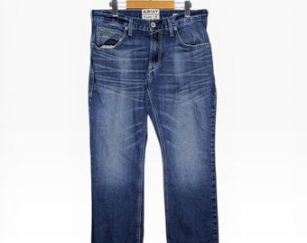 Y2K Ariat M4 Relaxed Boot Cut Jeans Western Flare Skater Grunge Denim 33x31