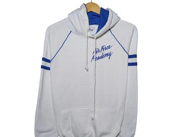 Vintage 80er Jahre Air Kraft Akademie Hoodie groß Made in USA Breakaway Tag Militär College Sweatshirt Y2K Kulturerbe Pullover