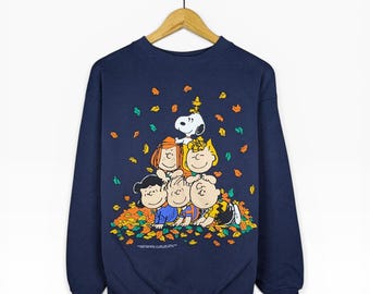Vintage 90s Charlie Brown Snoopy Fall Cartoon Sweater Mens XL Made in USA