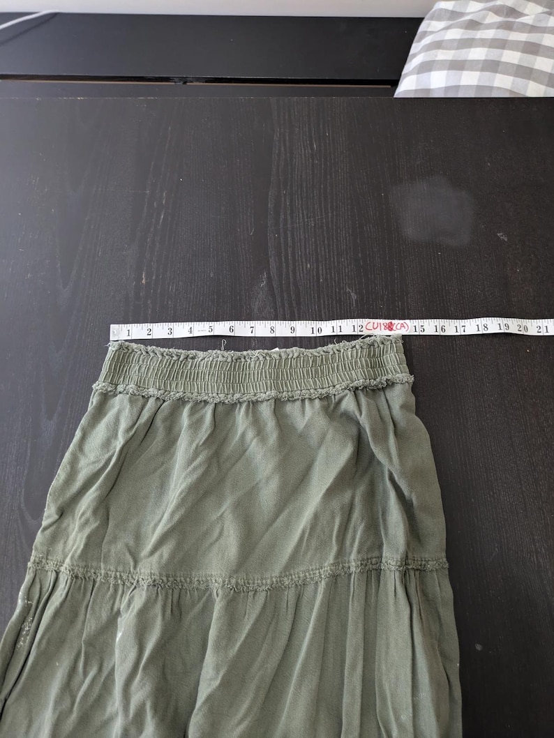 Free People Military Inspired Tiered Maxi Skirt Womens Small Green Pirate Booty image 9