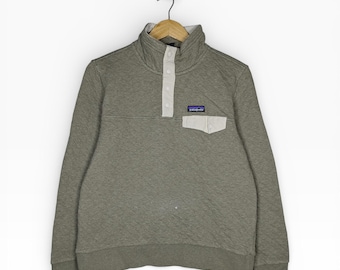 Jersey Patagonia para hombre, grande, marrón, de algodón orgánico, acolchado, con cierre a presión y cierre de un cuarto