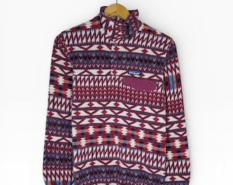 Patagonia Synchilla Abstract Aztec Pattern 1/4 Snap Fleece para hombre XS Gorpcore