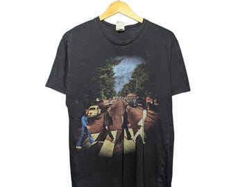 Vintage 2005 The Beatles Shirt Men''s Large Black Graphic Band tee 100% Cotton