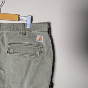 Mens Carhartt 100272 Relaxed Fit Canvas Cargo Work Pants Size 34x30 Green Rugged image 3
