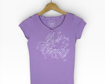 Vintage Y2K Henley Baby Tee Lavender Just Beachy Purple Womens Shirt Large Top