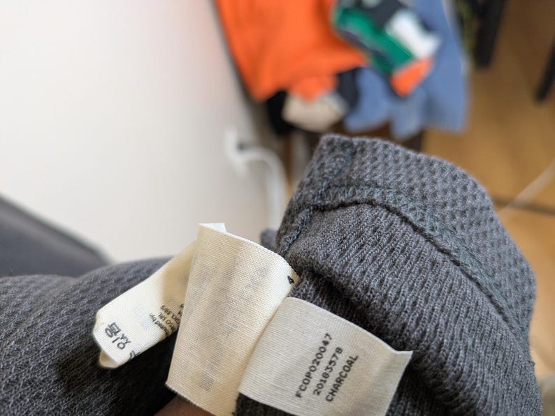 Filson Waffle Knit Thermal Crewneck Charcoal Mens Size XXL Made in Peru Pullover image 5