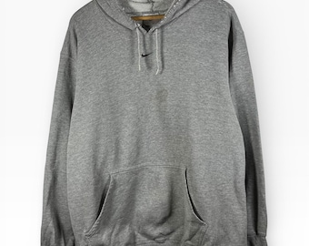 Sudadera con capucha vintage Y2K Nike Center Swoosh con cuadros bordados para hombre, talla 2XL