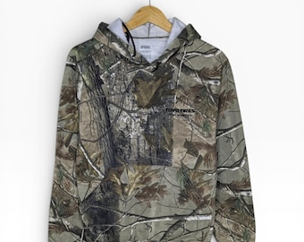 Russell Outdoors Real Tree Camo Hunting All Over Print Pullover Hooded Sweatshirt Size Small