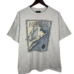Vintage 90s American Eagle American Excursion Single Stitch Grey T-Shirt Large