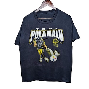Vintage Troy Polamalu Pittsburgh Steelers NFL Football T-shirt Medium Black