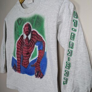 Vintage Y2K Spiderman Promotional Longsleeve T-Shirt Youth Large Sleeve Hits image 4
