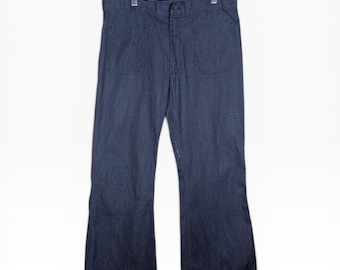 Vintage 70s/80s US Navy Bell Bottom Flare Denim Jeans Men 38R Military Utility Pants Type I