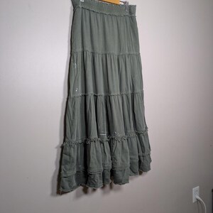 Free People Military Inspired Tiered Maxi Skirt Womens Small Green Pirate Booty image 4