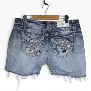 Miss Me Y2k Cutoff Denim Shorts Size 30 Waist Mcbling Rhinestone