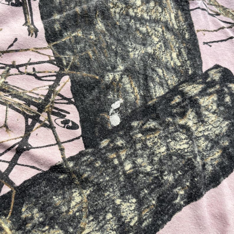 Y2K Pink Mossy Oak Camo Longsleeve Henley T-shirt Womens Large Gorpcore Forest image 4