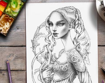 Coloring Page | Grayscale Coloring | Greyscale illustration art | Zan Von Zed