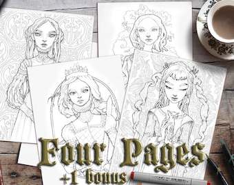 Colouring Pages for Adults | Ye Olde 4-pack | Printable | Zan Von Zed