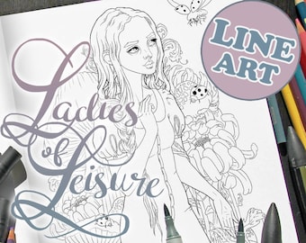 Ladies of Leisure | coloring book 1 | Line art Version | Zan Von Zed | Printable PDF