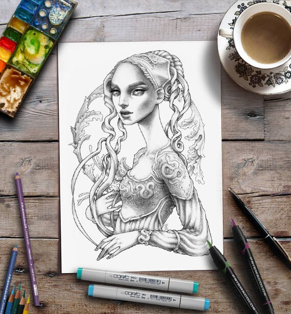 Coloring Page | Grayscale Coloring | Greyscale illustration art | Zan Von Zed