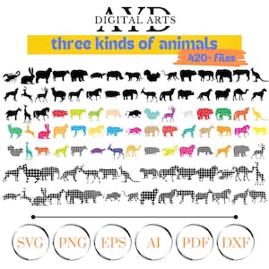 Three Kinds of Animals Svg, Geometric Animal svg, Polygonal art, Geometric svg, animal clipart, Animal Silhouette Cut File, Safari Svg