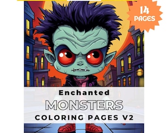 Monster Coloring Pages Printable PDF, Adult Fantasy Coloring Book, Instant Download