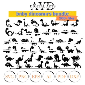 Baby dinosaur svg, Cute Dinosaur svg, Dinosaur Clipart, Dinosaur Silhouette svg, Dinosaur Cricut, Laser Cut, Printable, Dinosaur Bundle svg