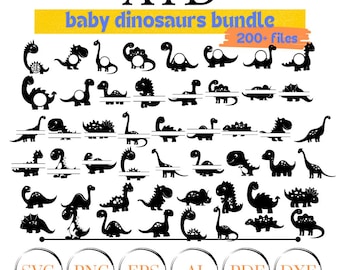 Baby Dinosaur SVG Bundle, Kids Clipart, Cricut Cut Files (Instant Download)
