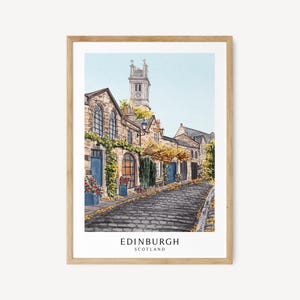 Edinburgh Poster, Schottland Wandbild, Edinburgh Aquarell Stadtbild, Schottland druckbare Kunst, Geschenk für Kunstliebhaber