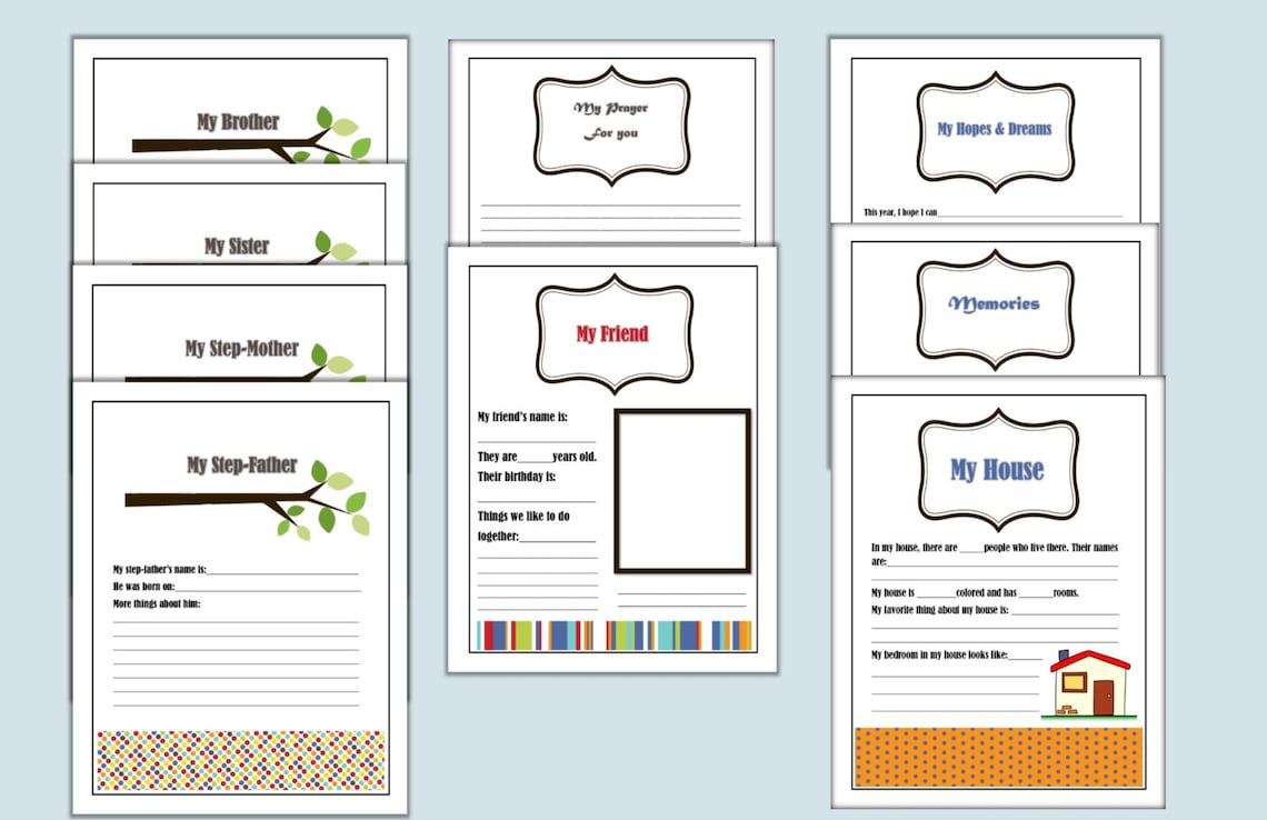 My Life Story All About Me Children's Memory Scrapbook Book Printable ...