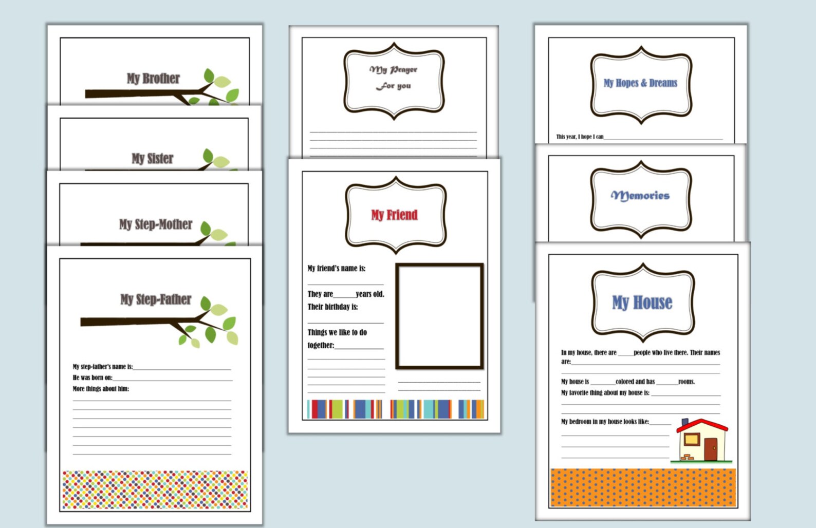 My life story all about me children s memory scrapbook book printable