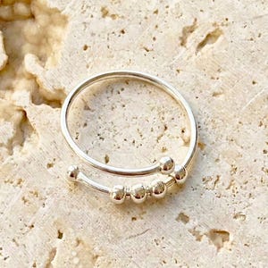 Anti Stress Ring / 925 Sterling Silber Anxiety Ring / Fidget Ring / Calm Ring verstellbar / mit Geschenkbox