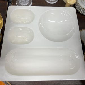 Alvar Aalto-esque white ceramic cocktail Tray, appetizer, hors d&#39;oeuvres tray
