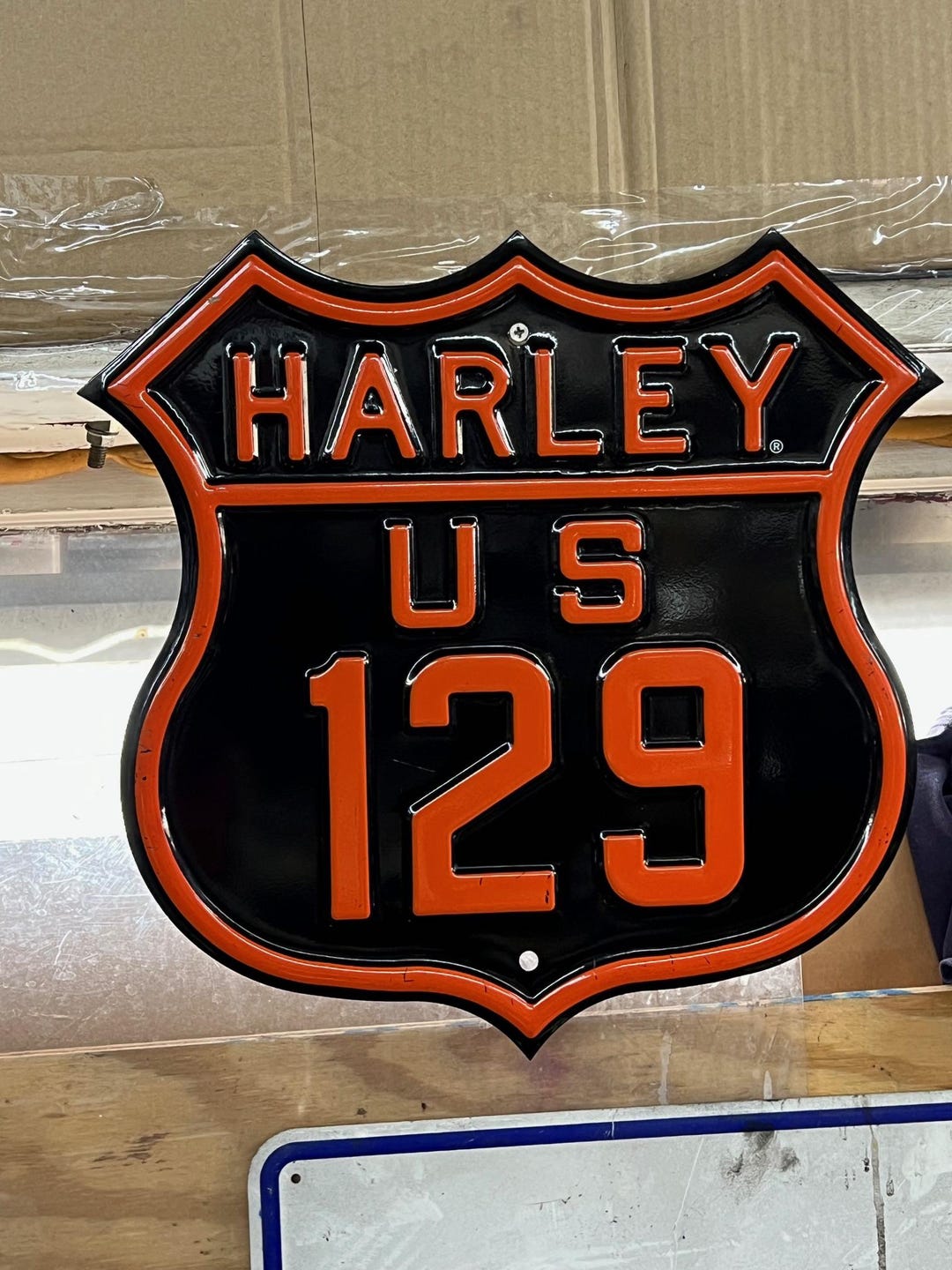 Harley Davidson US 129 Heavy Duty USA Made Metal Shield Shaped Road Way ...