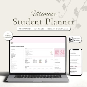 Notion Student Planner Template: Minimalist Academic Dashboard (Digital Download)