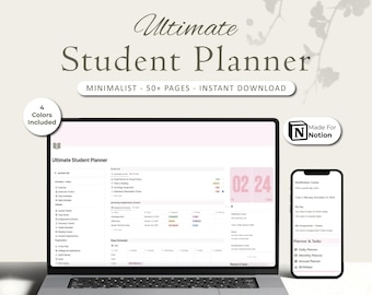 Notion Student Planner Template Academic Planner Notion Template College Notion Dashboard PHD Planner Template 2026 Notion Template