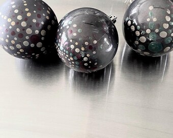 Dot ornaments set of 2 Pet Safe Non breakable Dark Gray