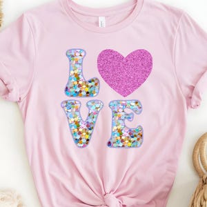 Pink Glitter Heart, Gift-For-Her, Valentine Day T-Shirt, Glitter T-Shirt, Valentines Days Gift, Funny Shirt Sparkle, Sparkly Gift-for-mom