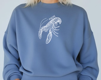 Maine Lobster Sweatshirt, Vintage Sweater, Cute Crustacean Sweater, Ocean Gifts, Unisex Sweatshirt, Blue Ocean Lovers, Fisherman Aesthetic