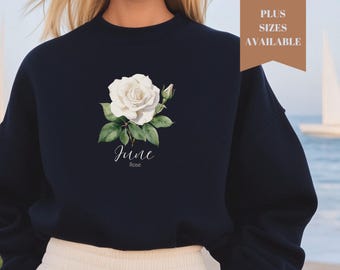 Camiseta con flores de junio: camiseta floral de rosa blanca, jardín botánico