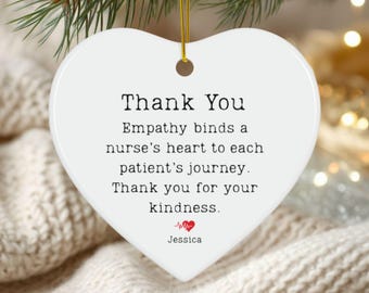 Personalized Nurse Ornament: Heart Ceramic Keepsake Thank You Gift