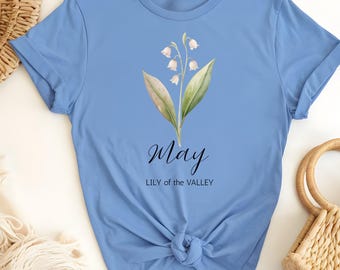 May Birthday T-Shirt: Lily of the Valley Floral Tee