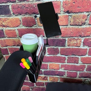 Cup Holder With Phone Holder and Basket Set Made For Quantum Power Wheelchair