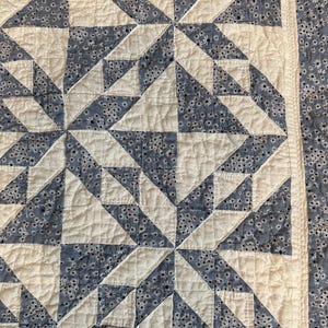 Hunter Star Quilt // Light Blue and White // Throw // 51x64