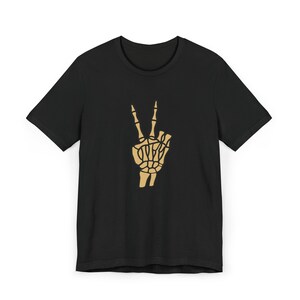 T-shirt met vredesteken skelet cadeau casual grafisch shirt Trendy shirt skelet vredesteken geweldig cadeau-idee voor verjaardagen en feestdagen Halloween-shirt