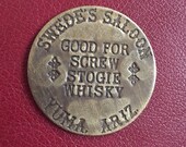 Vintage Antiqued Brass Swedes Cat House Brothel Token- (Prices reflect 50 off special)