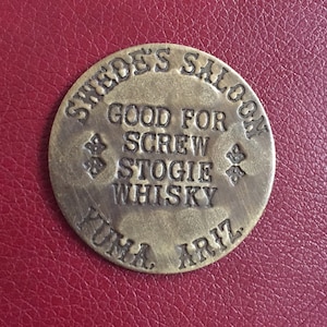 Swede’s Saloon -Vintage Antiqued Brass Brothel Token-