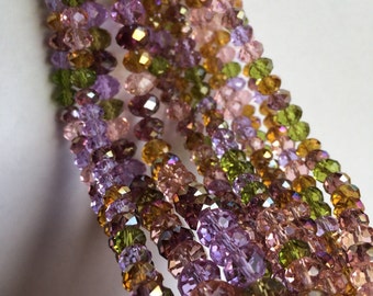 Luscious Crystal Rondelle Beads in Spring Perennial Flower Mix -6x4 / 8x5mm available