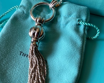 Vintage Tiffany & Co Sterling Dangle Tassel 30 inch Necklace Pendant