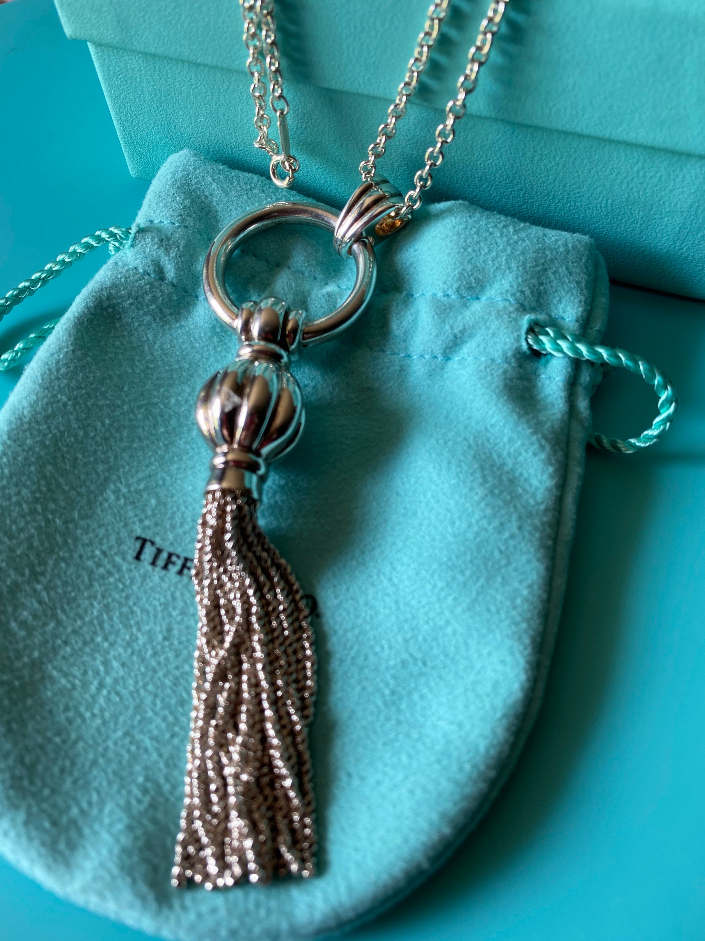 Vintage Tiffany & Co Sterling Dangle Tassel 30 Inch Necklace 